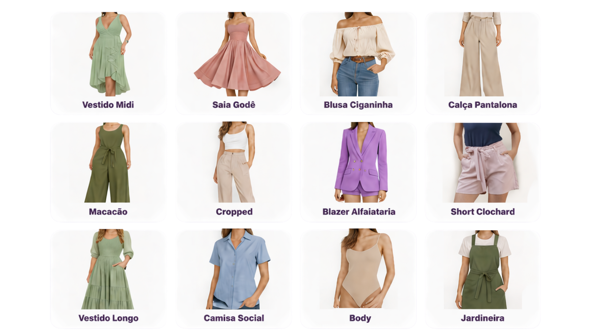 Prévia das roupas do kit